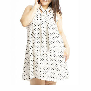 Polka Dots Sleeveless Mini Dress with tie accent